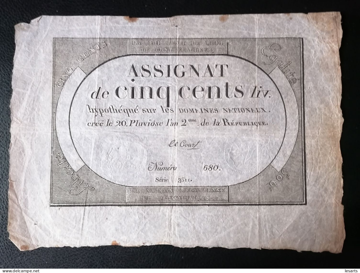 Assignat De 500 Livres. 20 Pluviose L'an 2. - Assignate