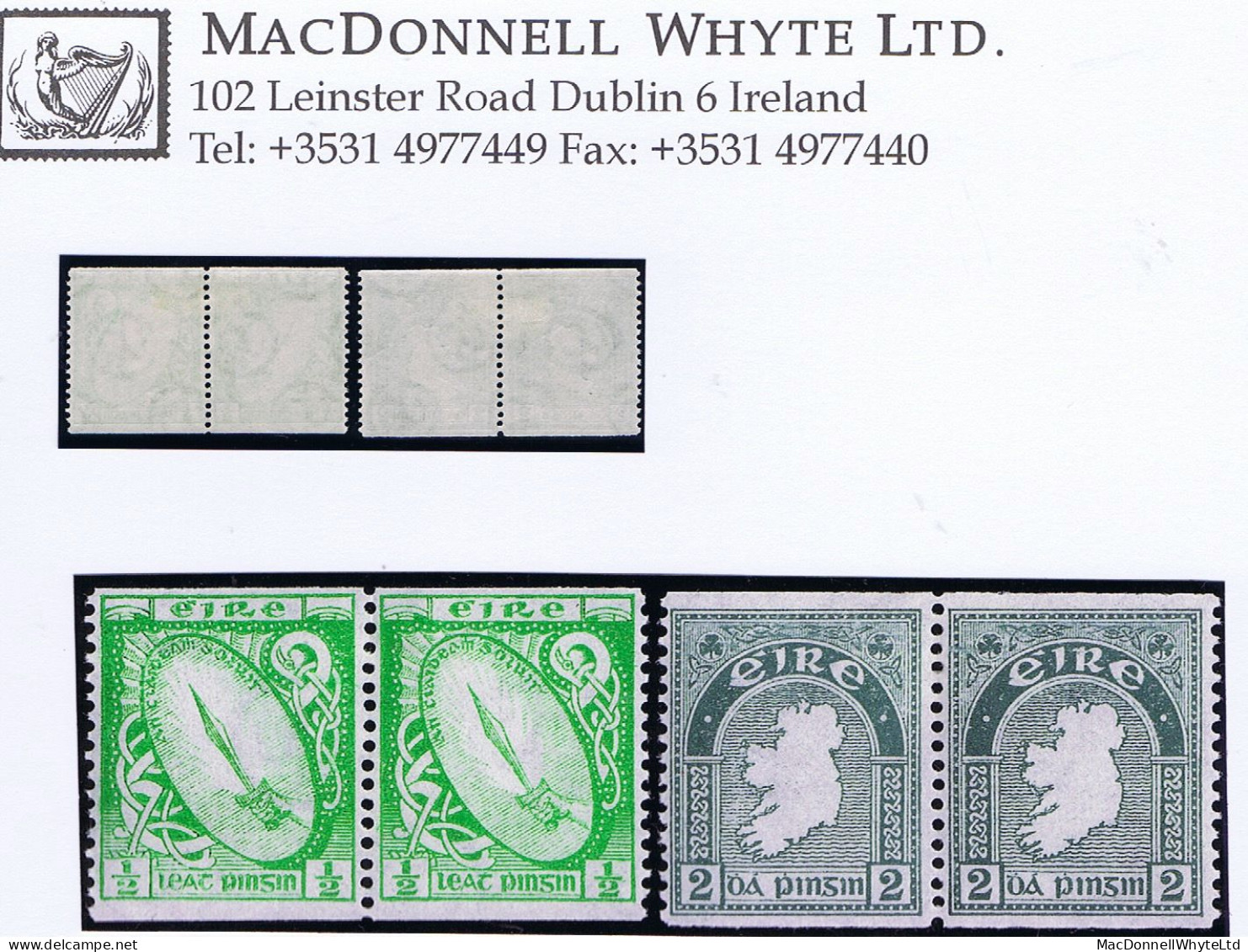 Ireland 1934 Se Experimental Coil ½d Imperf X Perf 14 2d Imperf X Perf 14 In Fresh Mint Pairs - Neufs