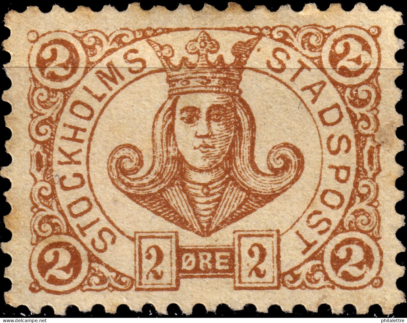 SUÈDE / SWEDEN - Local Post STOCKHOLM 2øre Yell-brown (1887 Danish Spelling) - No Gum - Local Post Stamps