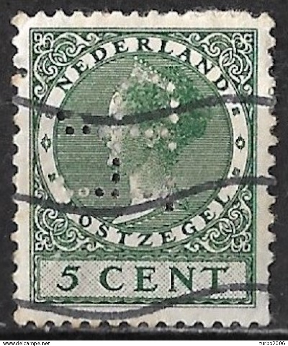 Perfin HP (H.Pander & Zonen Te 's-Gravenhage) In 1924-1926 Koningin Wilhelmina Veth 5 Cent Groen Zonder WM NVPH 149 - Perforés