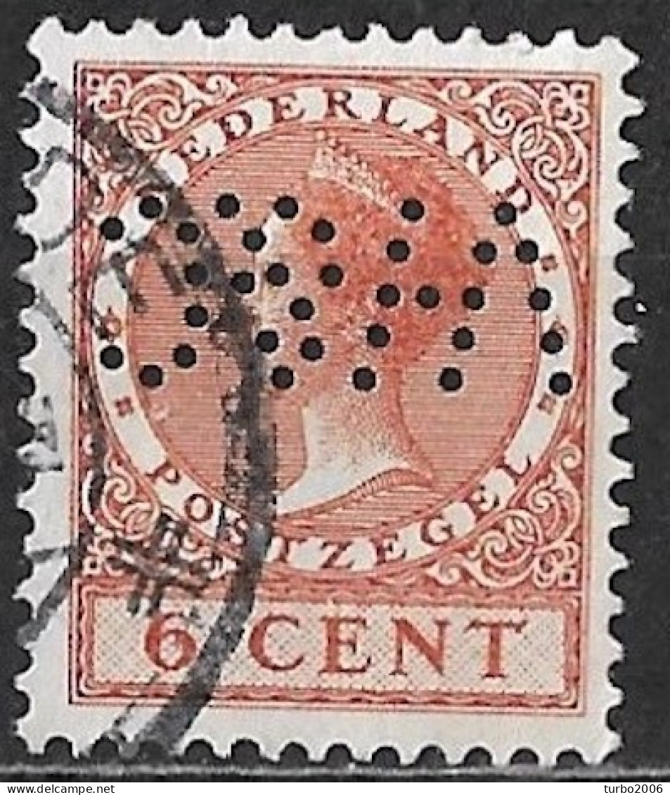 Perfin VH & C (v. Heek & Co NV Te Enschede) In 1924-1926 Koningin Wilhelmina Veth 6 Cent Bruin Zonder WM NVPH 150 - Perforés