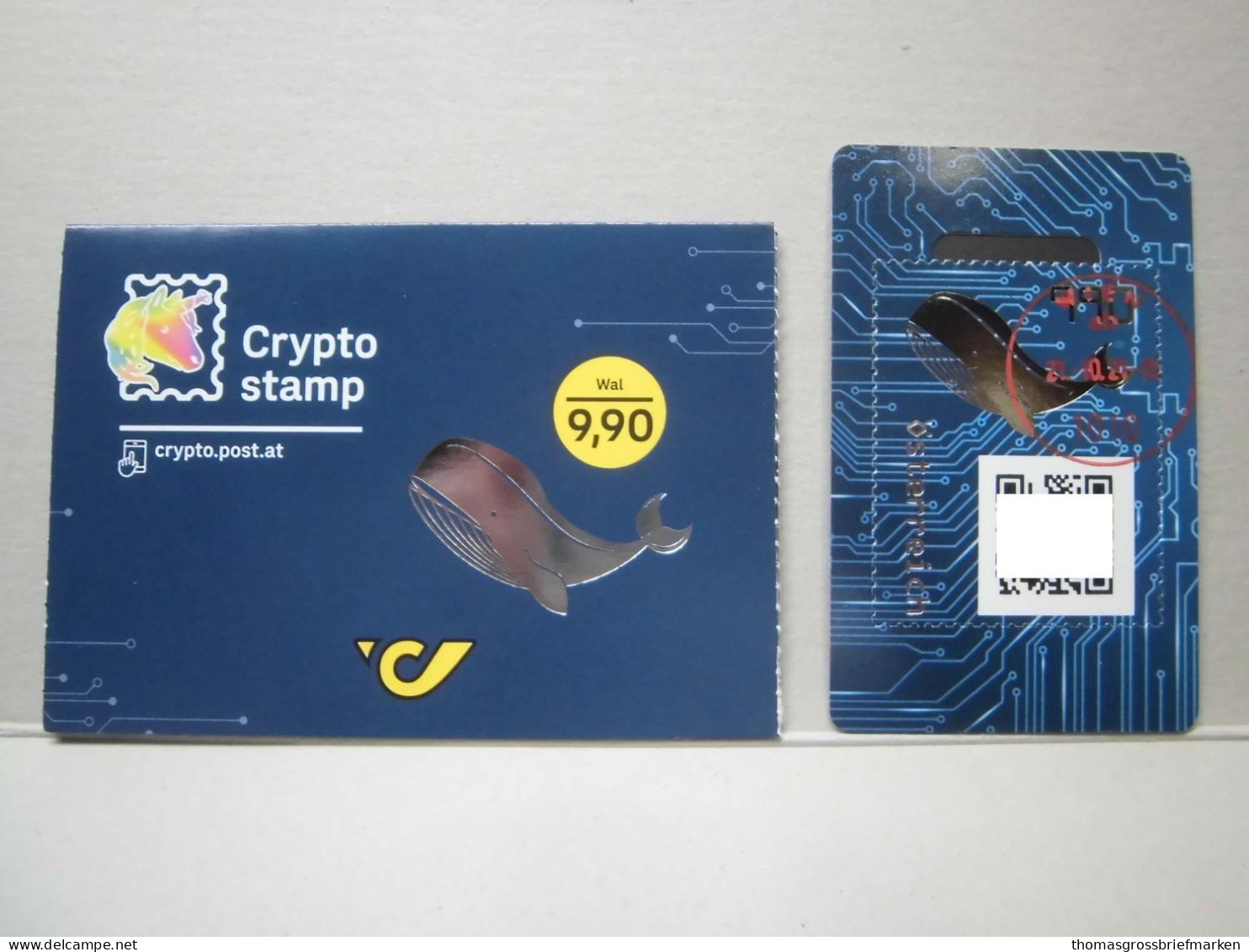 2021 Österreich Block 122 Gestempelt Wal Crypto Stamp 3.0 Grün 6-er Code Kryptowährung (23) - Gebraucht