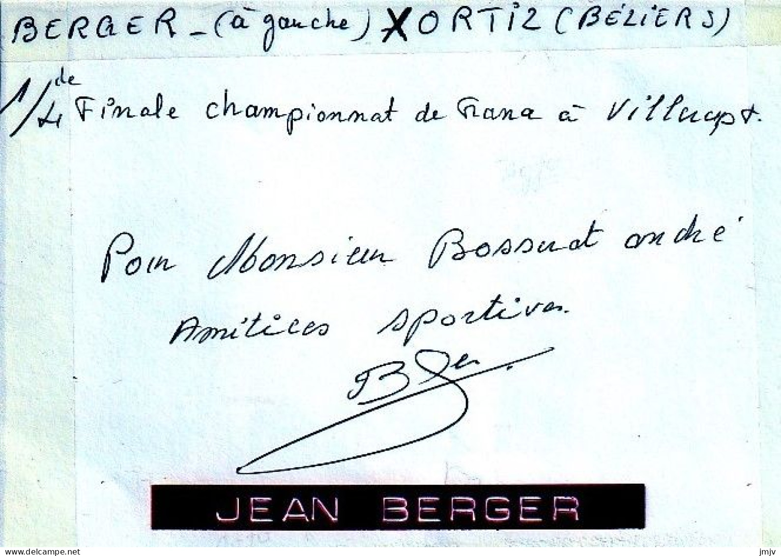 BOXE, Jean BERGER DEDICACE - Autografi