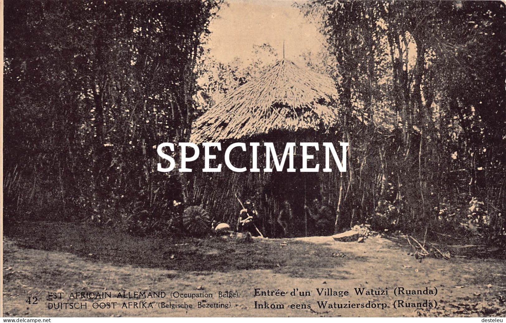 Est Africain Allemand - Entrée D'un Village Watuzi - 10 Centimes Stamp - Ruanda