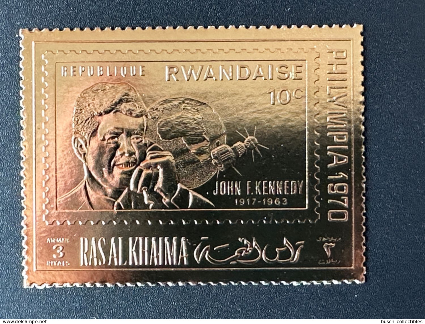 Ras Al Khaima 1970 Mi. B 775 A John F. Kennedy Stamp On Stamp Philympia Rwanda Space Espace Or Gold - Kennedy (John F.)