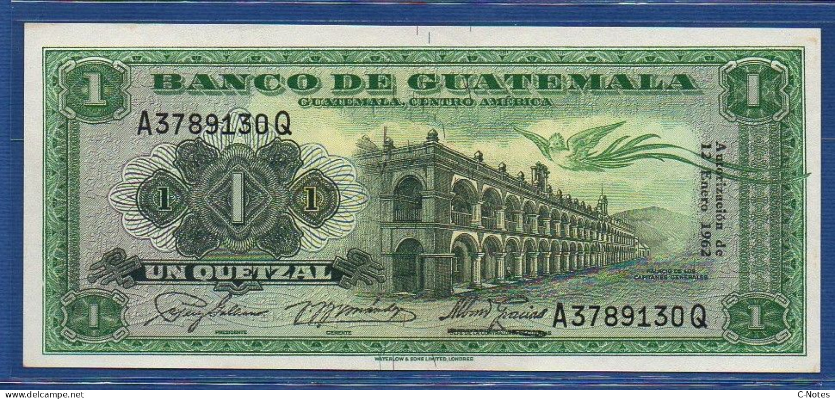 GUATEMALA - P. 43d -  1 Quetzal 12-01-1962 UNC-, Serie A3789130Q - Guatemala