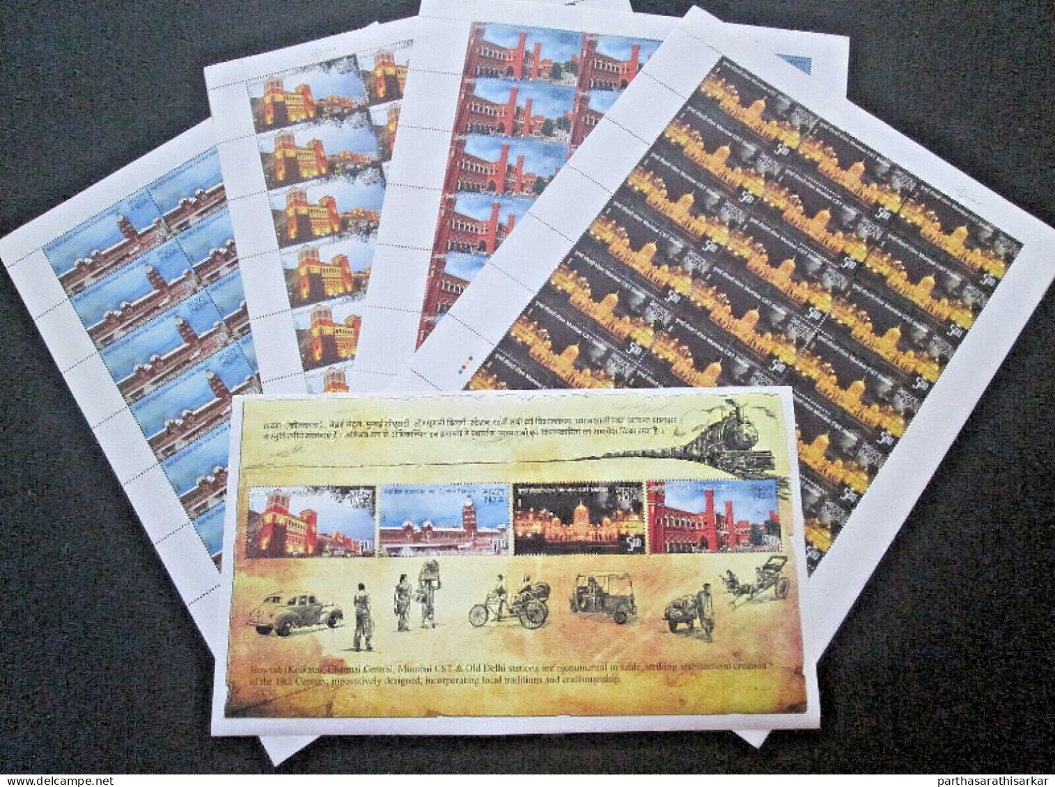 INDIA 2009 HERITAGE RAILWAY STATIONS SET OF 4 FULL SHEETS WITH MINIATURE SHEET MS MNH - Gebruikt