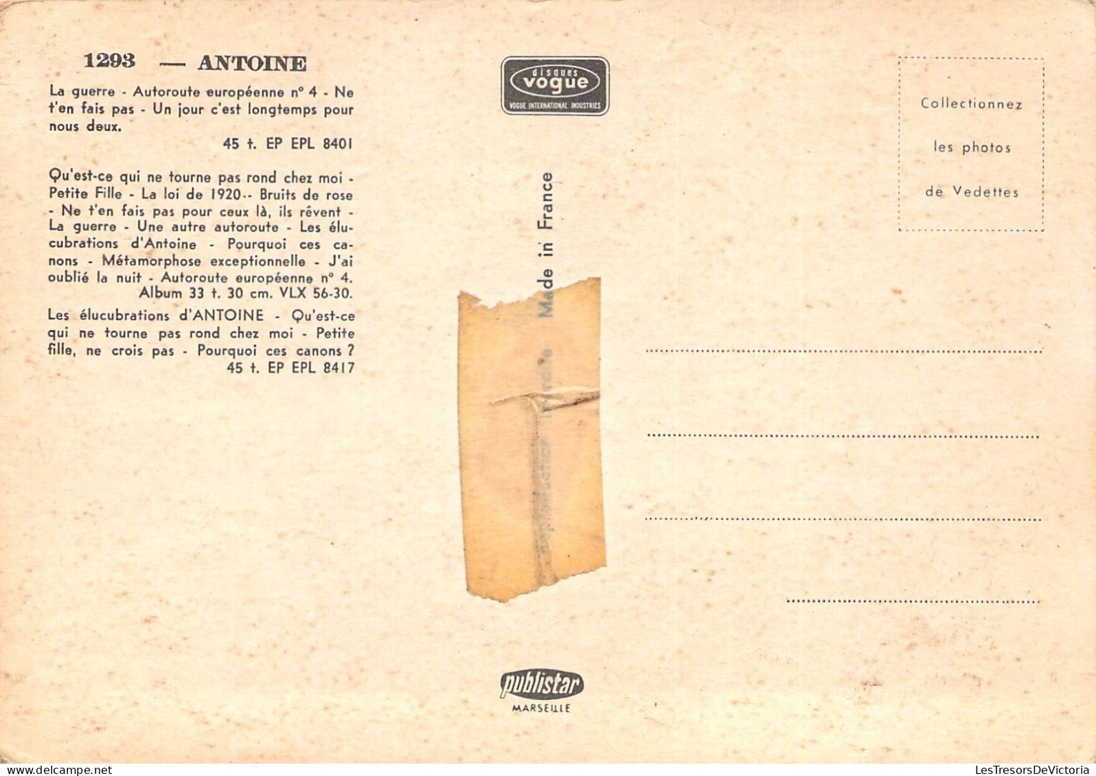 Célébrité - Antoine - Carte Postale Ancienne - Andere & Zonder Classificatie