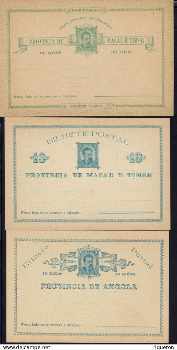 Portugal. Trois Cartes Entier Postal Angola + Macau Et Timor. TB. - Autres & Non Classés