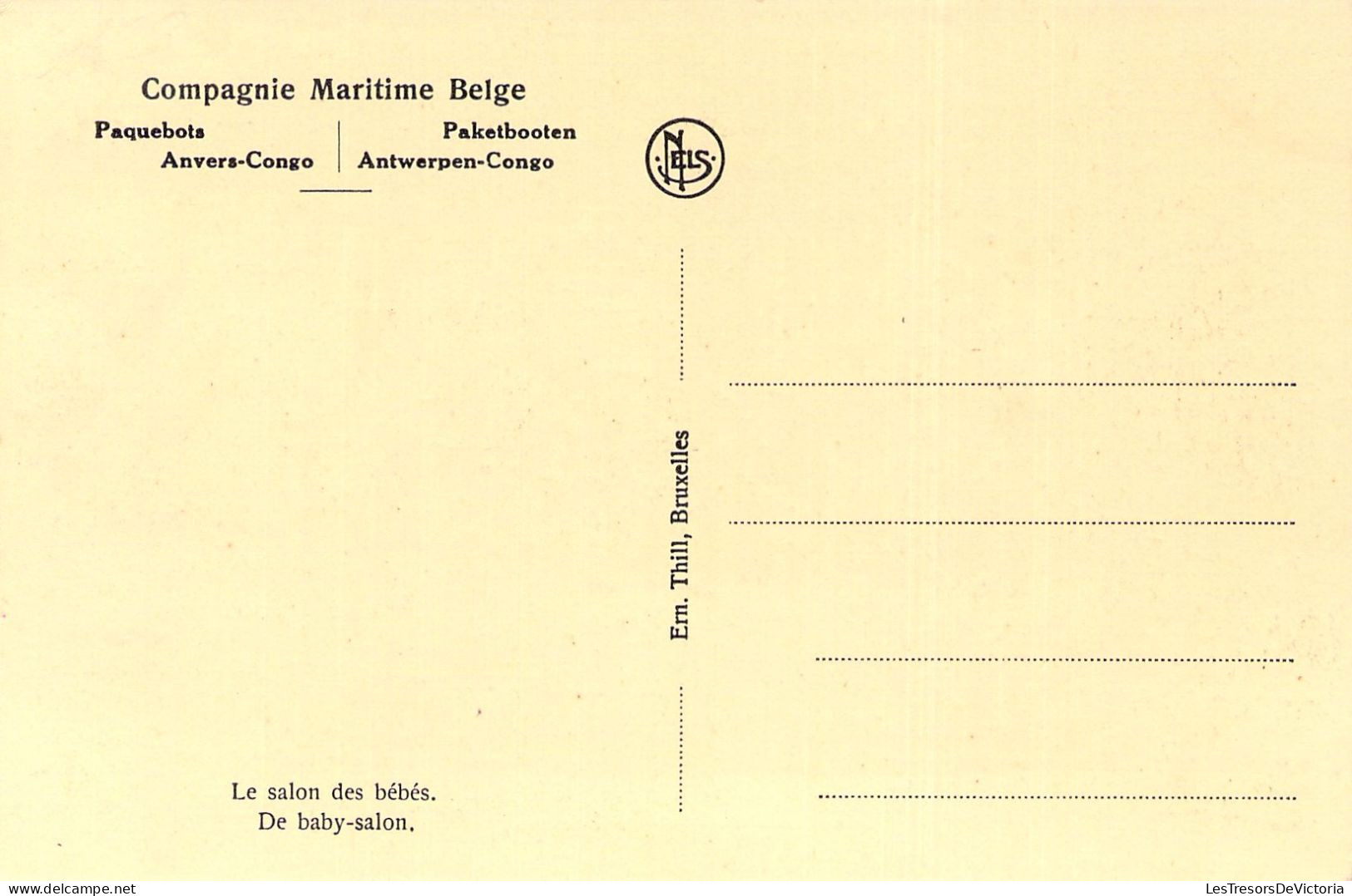 CONGO BELGE - Compagnie Maritime Belge - Le Salon Des Bébés - Carte Postale Ancienne - Belgian Congo