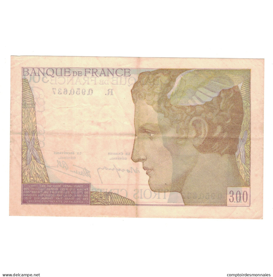 France, 300 Francs, 1939, R. 0.950.637, TTB, Fayette:29.3, KM:87a - 300 F 1938-1939