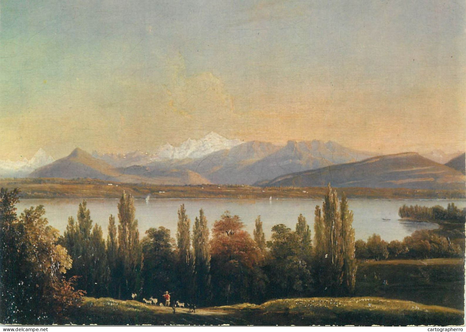 Switzerland Le Lac  Et Le Mont Blanc Paysage Naturel Depuis Pregny Ecole Genvoise Vers 1830 - Pregny-Chambésy