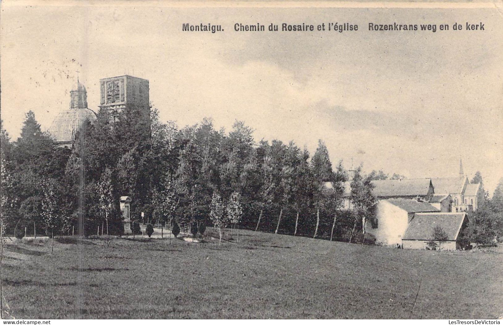 BELGIQUE - MONTAIGU - Chemin Du Rosaire Et L'Eglise - Edit D Stalmans - Code Postale Ancienne - Autres & Non Classés