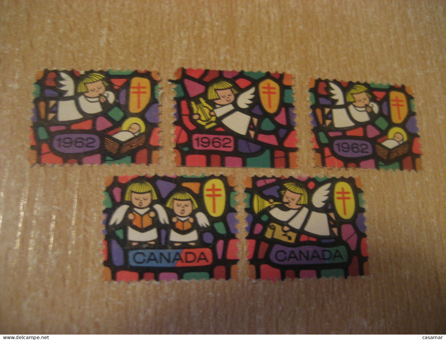 1962 Christmas TB Tuberculosis 5 Poster Stamp Vignette CANADA Tuberculose Label Seal Health Sante - Privaat & Lokale Post