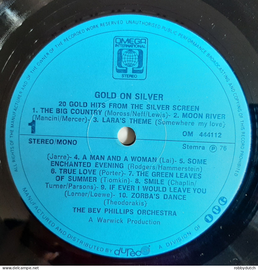 * LP * BEV PHILIPS ORCHESTRA: HOLLYWOOD - 20 GOLDEN FILM HITS (MILLION SELLERS) - Instrumental