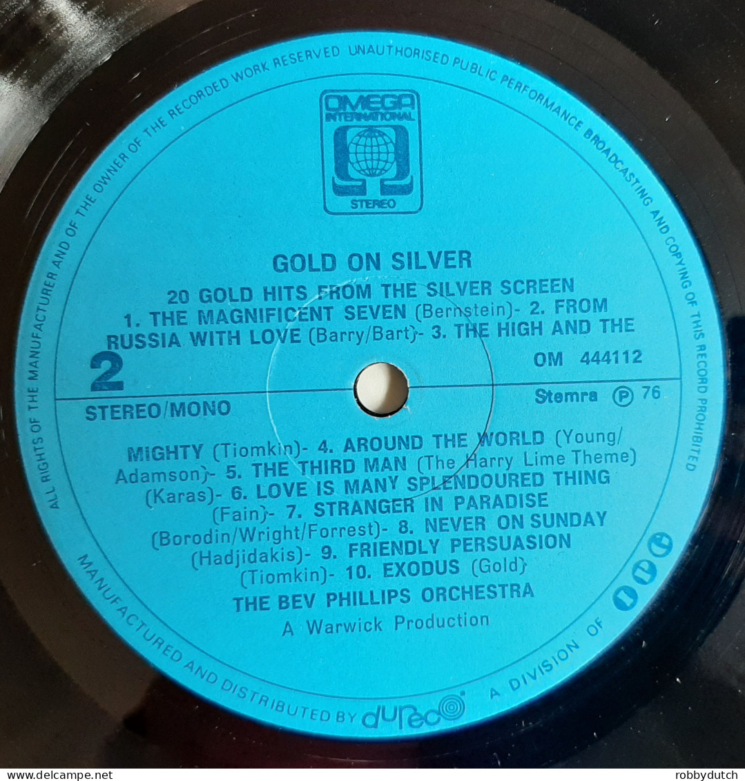 * LP * BEV PHILIPS ORCHESTRA: HOLLYWOOD - 20 GOLDEN FILM HITS (MILLION SELLERS) - Instrumental