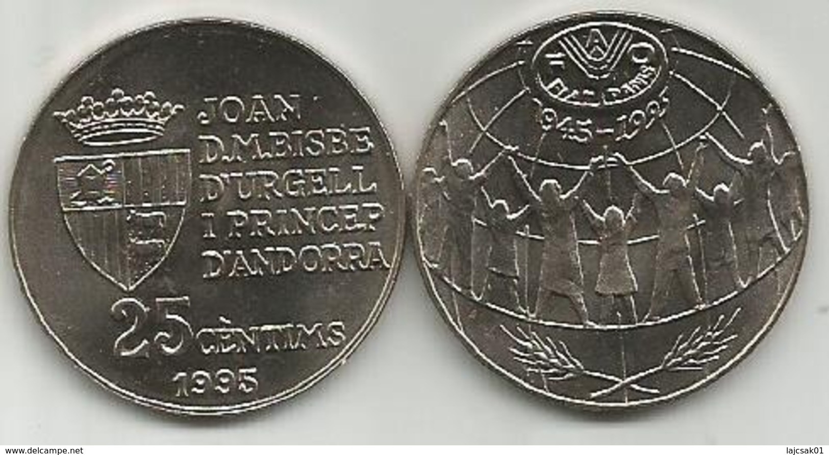 Andorra 25 Santim 1995. UNC FAO - Andorra