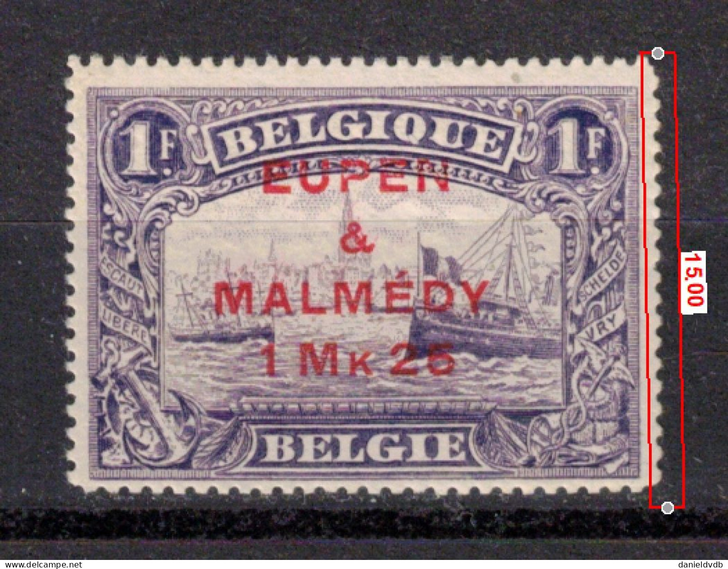 Belgique Eupen & Malmédy 1920 OC61T Neuf * MH  Dentelé 15 (rare) Cote 250€ - OC55/105 Eupen & Malmédy