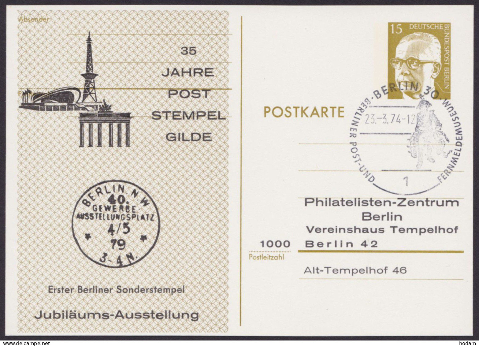 P 90 II, Zudruck "35 Jahre Poststempelgilde", Pass. Sst. - Postales - Usados