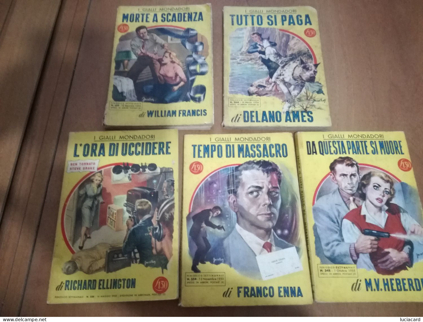 LOTTO 5 VECCHI GIALLI MONDADORI ANNI 1954 1955 - Thrillers