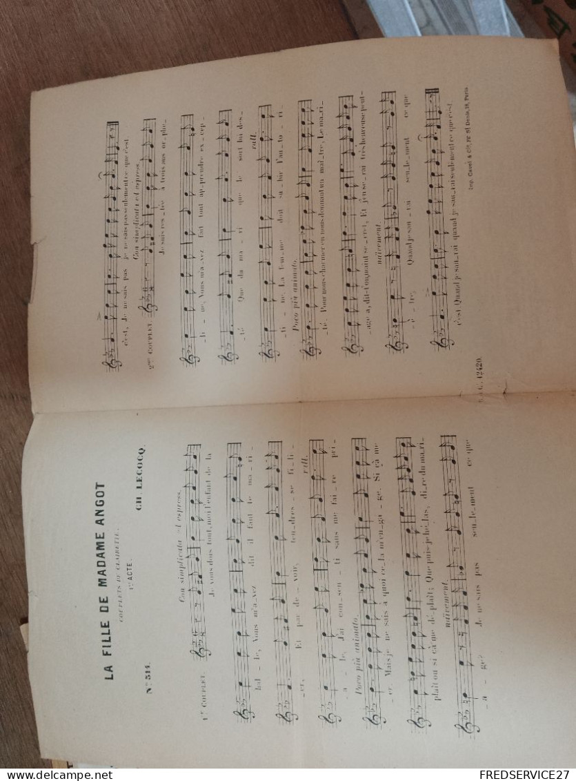 85 //  PARTITION  "LA FILLE DE MADAME ANGOT" / CHARLES LECOCQ - Opéra