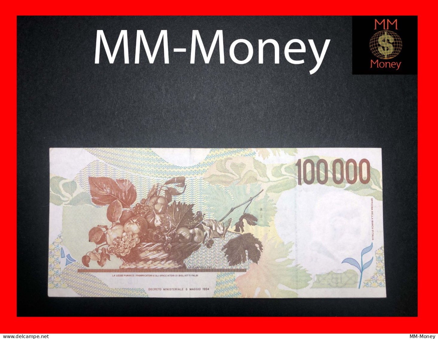 ITALY  100000  100.000 Lire  6.5.1994  P. 117  "sig. Fazio - Speziali"    *serie B*   AXF   [MM-Money] - 100000 Lire