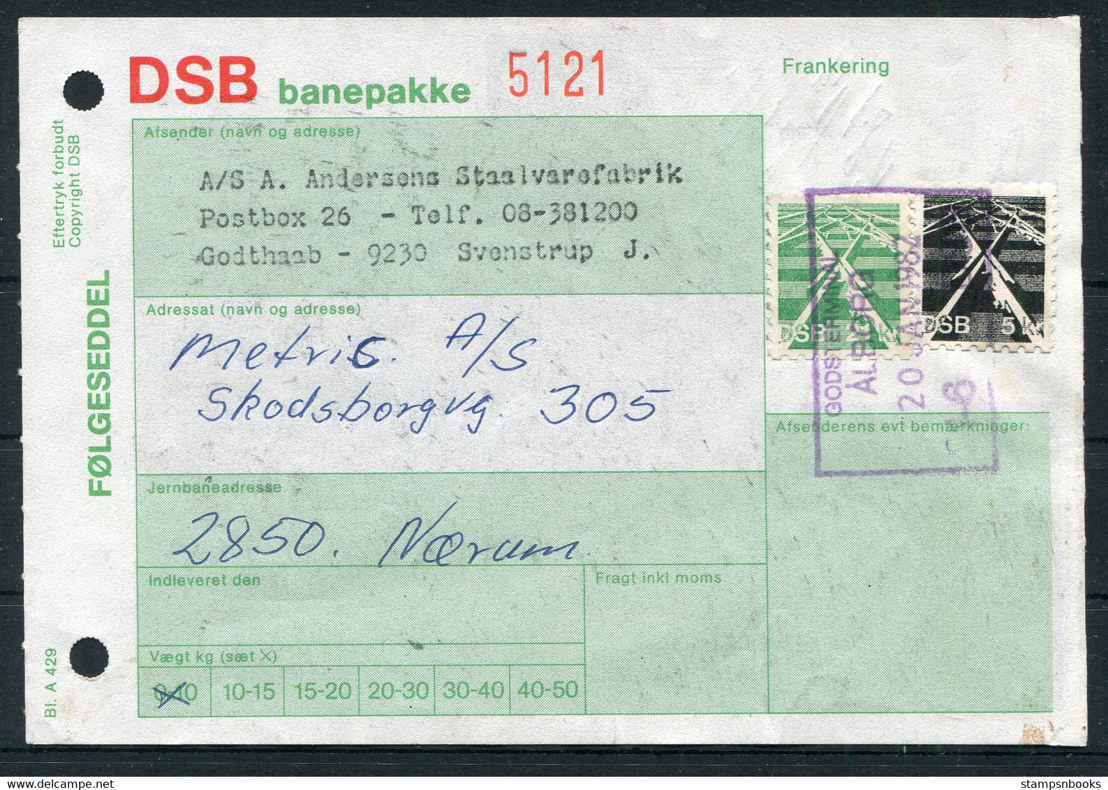 1977-82 Denmark X 3 DSB Banepakke Railway Parcel Docs O.S.J.S. - Briefe U. Dokumente