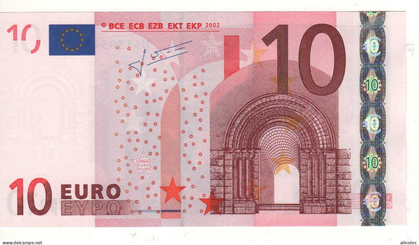 10 EURO  "U" France   Firma Trichet    L 046 A2  Ch.38      /  FDS - UNC - 10 Euro