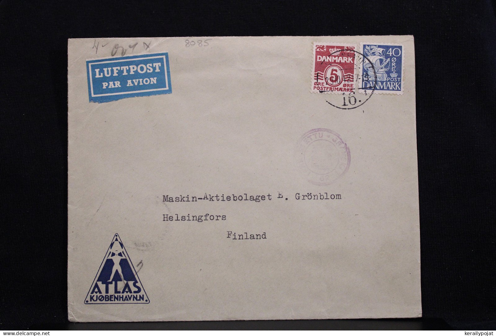 Denmark 1942 Köbenhavn Censored Air Mail Cover To Finland__(8085) - Poste Aérienne