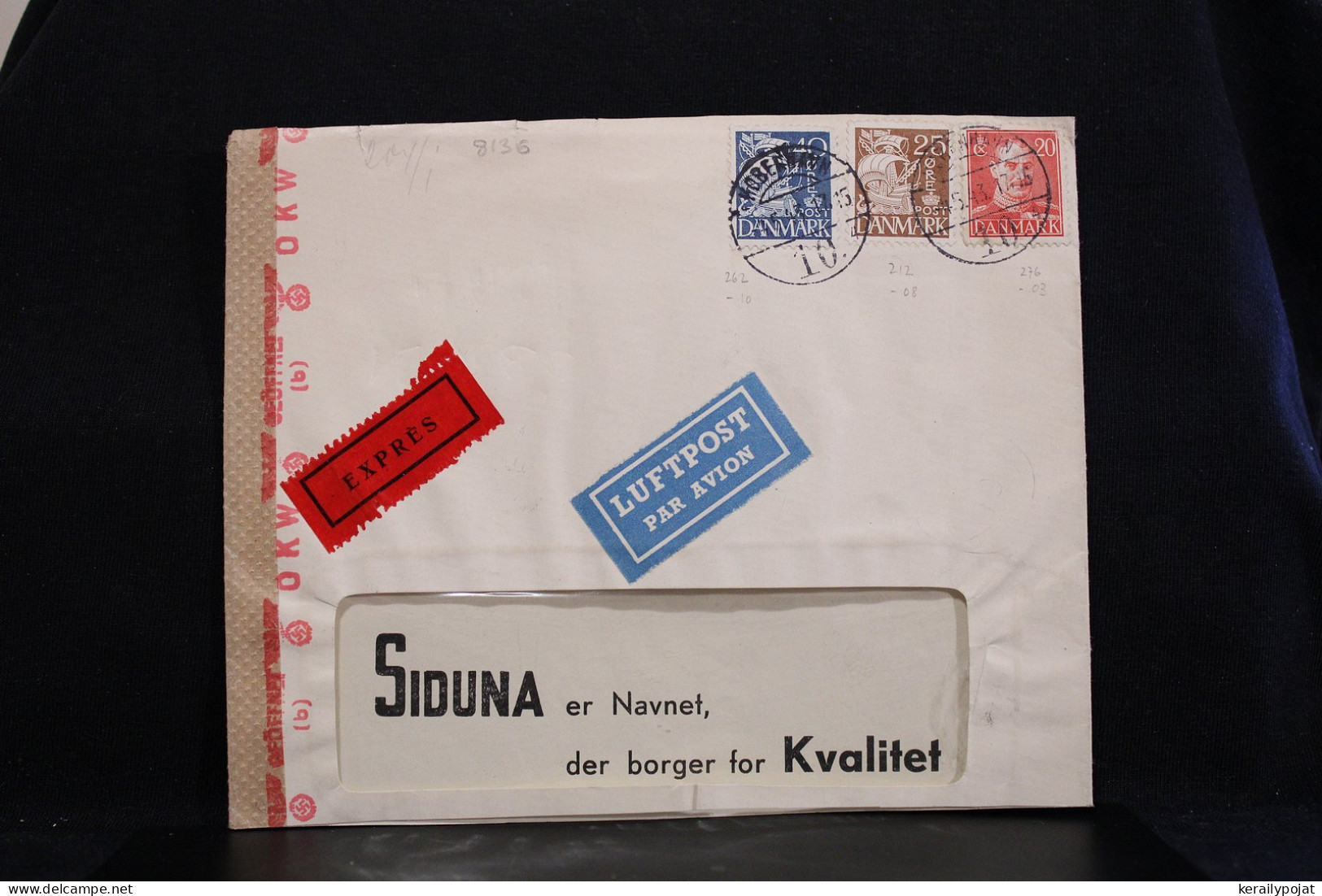 Denmark 1943 Köbenhavn Censored Express Air Mail Cover__(8136) - Luftpost