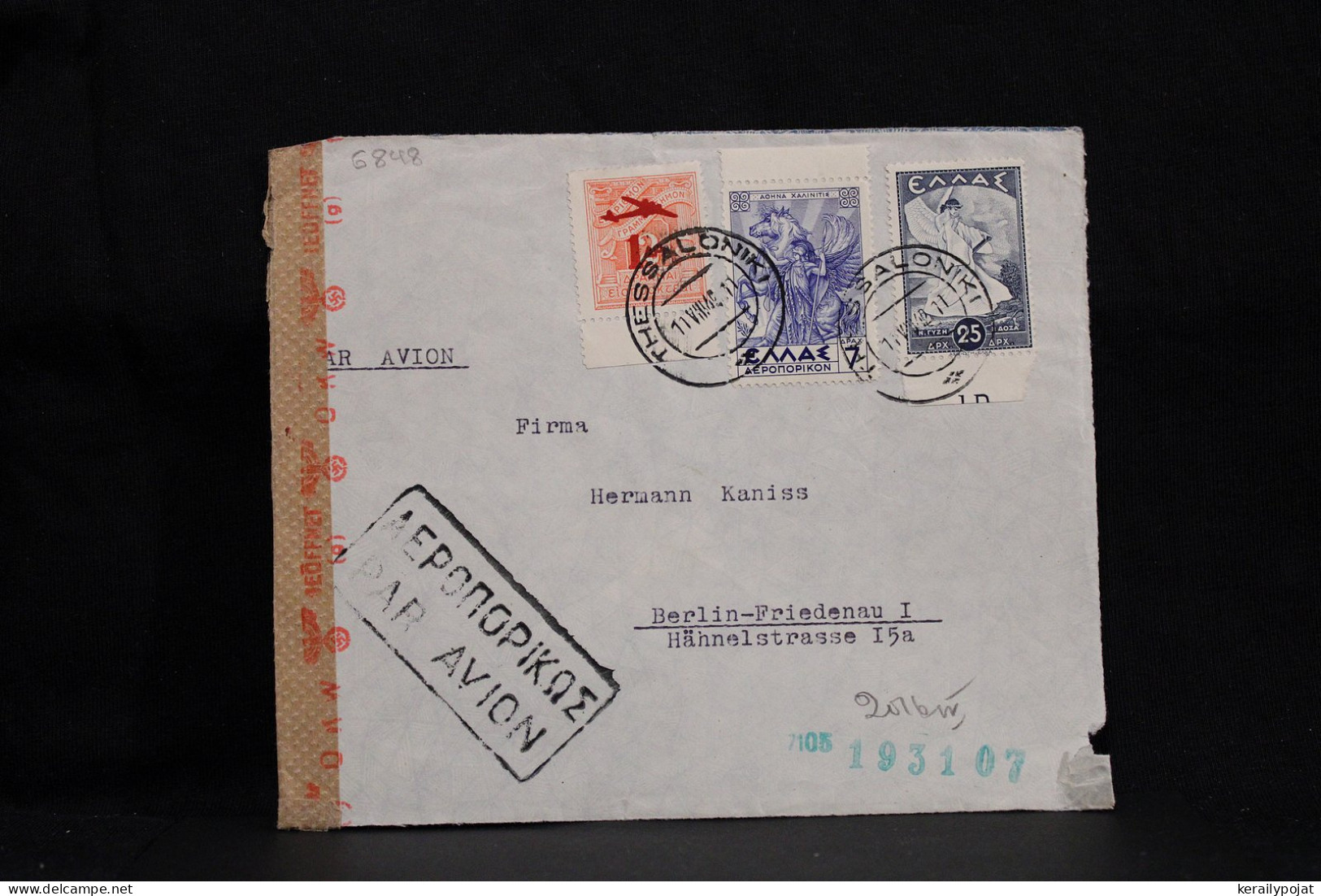 Greece 1940's Censored Air Mail Cover To Berlin Germany__(6848) - Storia Postale