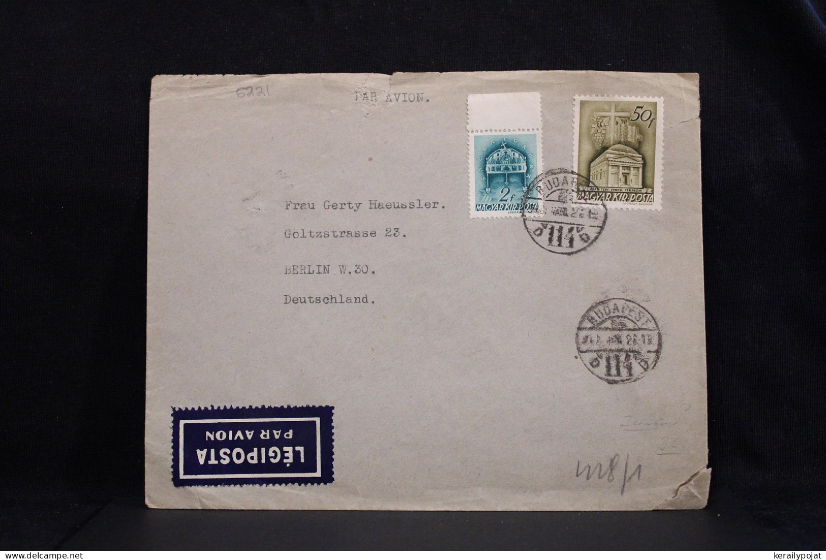 Hungary 1940's Censored Air Mail Cover To Berlin Germany__(6221) - Storia Postale