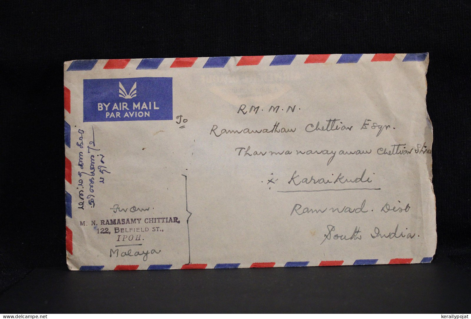 Malaya 1955 Ipoh Air Mail Cover To South India__(6413) - Fédération De Malaya