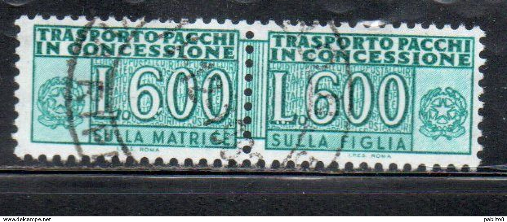 ITALIA REPUBBLICA ITALY REPUBLIC 1955 1981 PACCHI IN CONCESSIONE PARCEL POST STELLE STARS 1979 LIRE 600 USATO USED OBLIT - Consigned Parcels