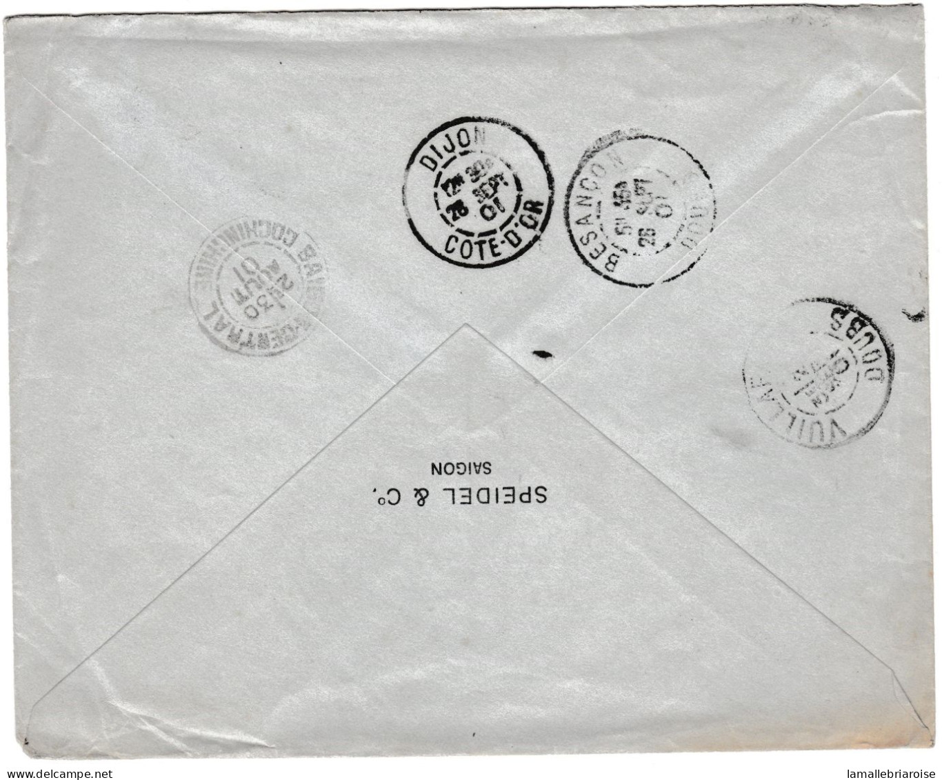 Enveloppe De Saigon - Port Du 30 Aout 1901 Pour Villafrans ( Doubs) - Storia Postale