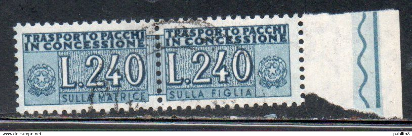 ITALIA REPUBBLICA ITALY REPUBLIC 1955 1981 PACCHI IN CONCESSIONE PARCEL POST STELLE STARS 1966 LIRE 240 USATO USED - Consigned Parcels