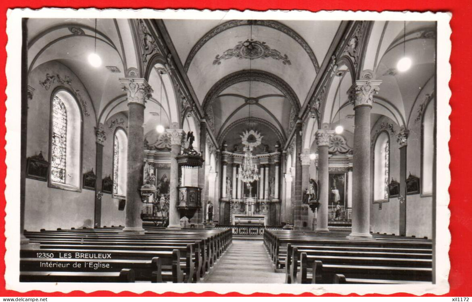 KAS-25  Les Breuleux  Intérieur De L'Eglise.  Circulé En 1960 Sous Enveloppe.  Perrochet 12350 - Les Breuleux