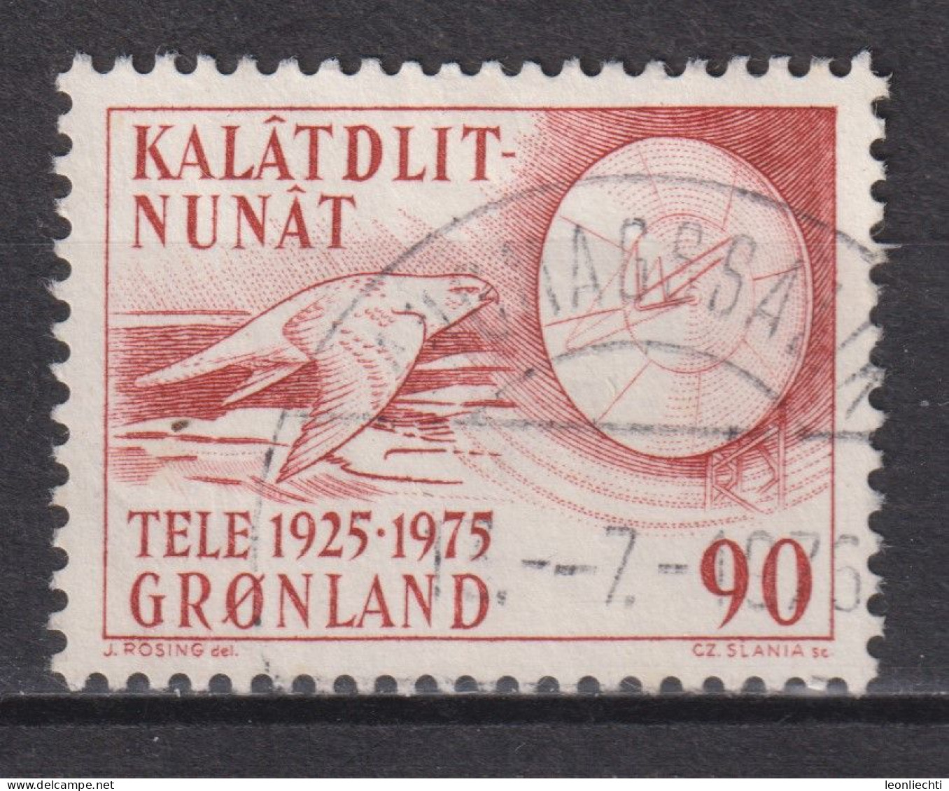 1975 Grönland, Mi:GL 94, Sn:GL 100, Yt:GL 82, Gyrfalcon (Falco Rusticolus), Parabol Antenna - Gebraucht