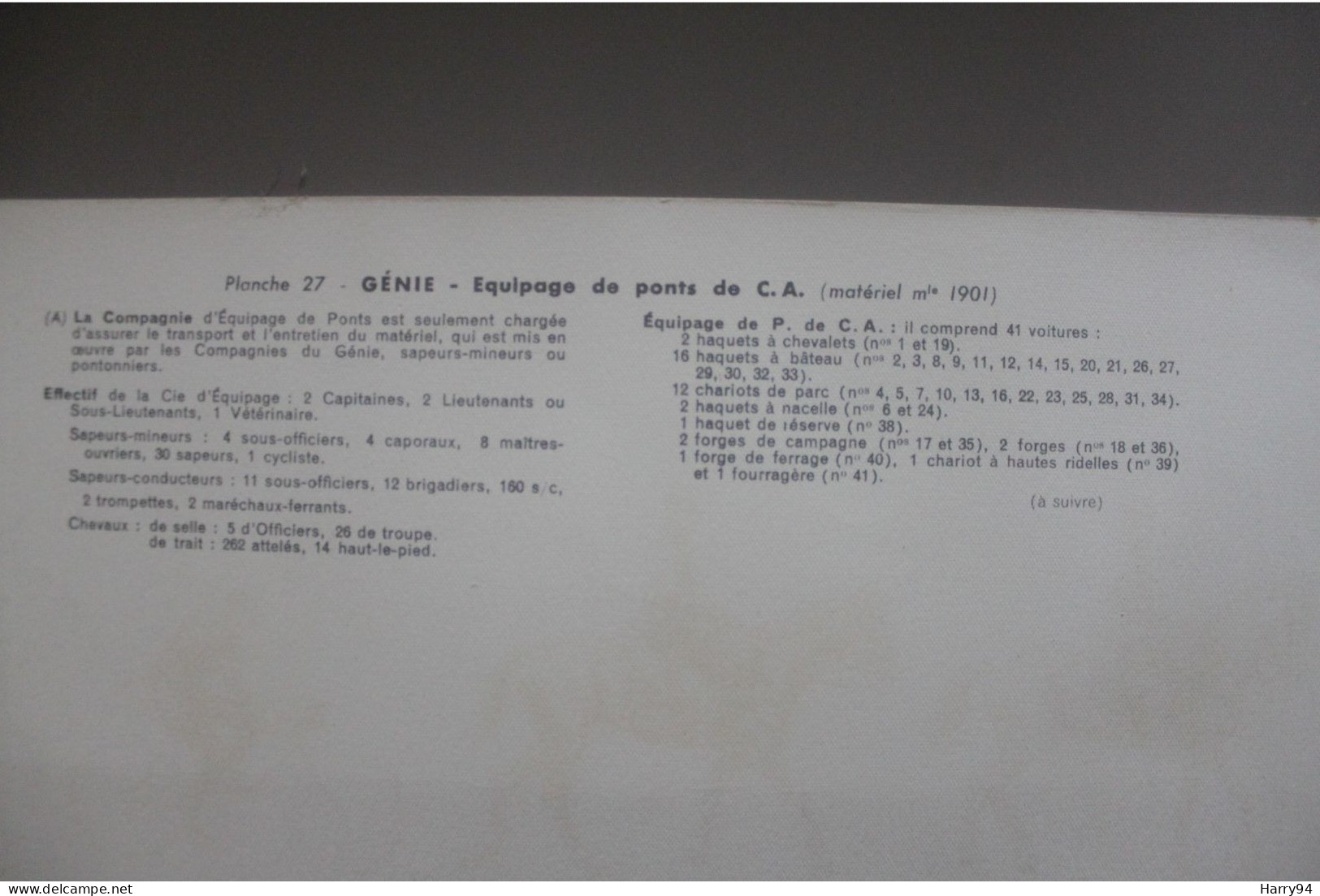 L'Armée Française D'aout 1914 Planche N°27 Génie équipage De Pont  (modèle 1901) Jean Augé - Altri & Non Classificati