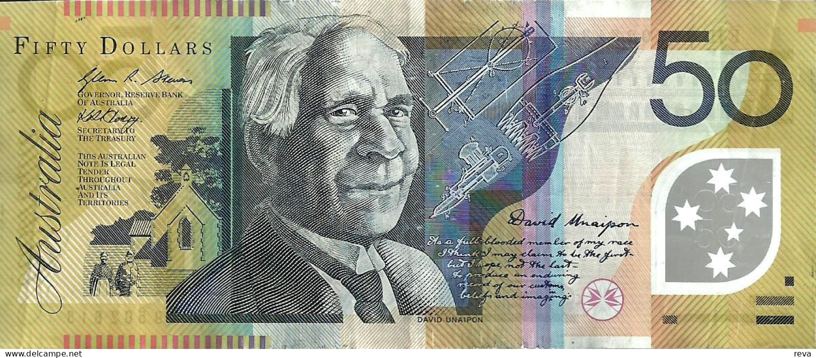 AUSTRALIA $50 GREEN MAN HEAD SIGNATURE STEVENS WOMAN BACK DATED (20)09 VF POLYMER P.?  READ DESCRIPTION - 2005-... (polymer Notes)