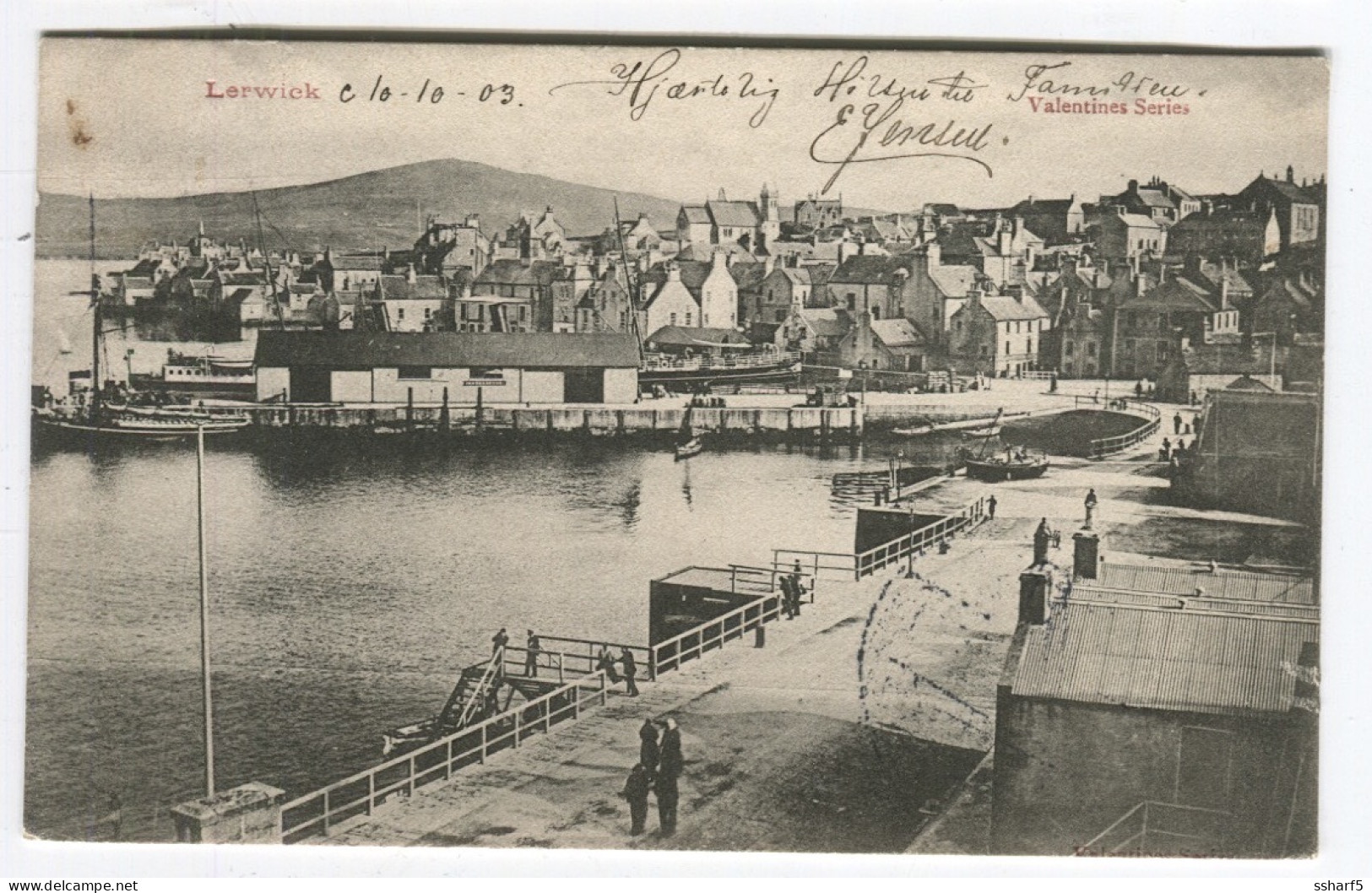 LERWICK Harbour Life Valentinesw Series Sent 1903 - Shetland