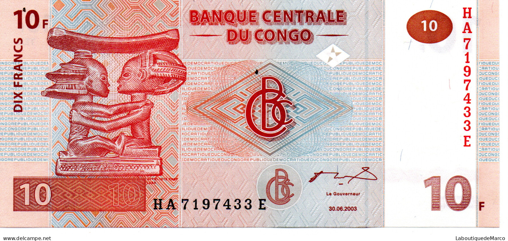 Congo - Pk N° 93 - 10 Francs - Democratische Republiek Congo & Zaire