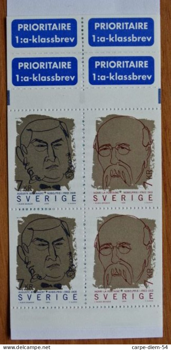 Belgique & Suède - Feuillet de Luxe + 2 timbres Belgique & Carnet 4 timbres Suède - Prix Nobel - Bruphila 1999