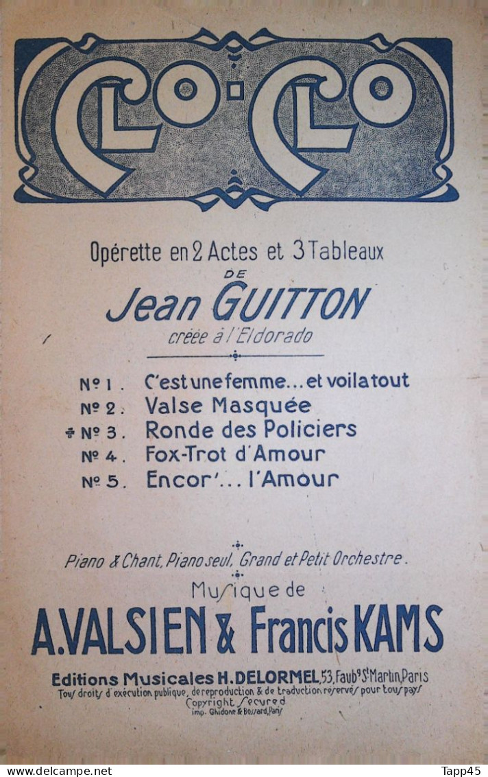 A) Ronde Des Policiers > Partition Musicale Ancienne > Voir Aussi La Rubrique  Delcampe 18607 > Réf: 2/04/2023 - Opéra