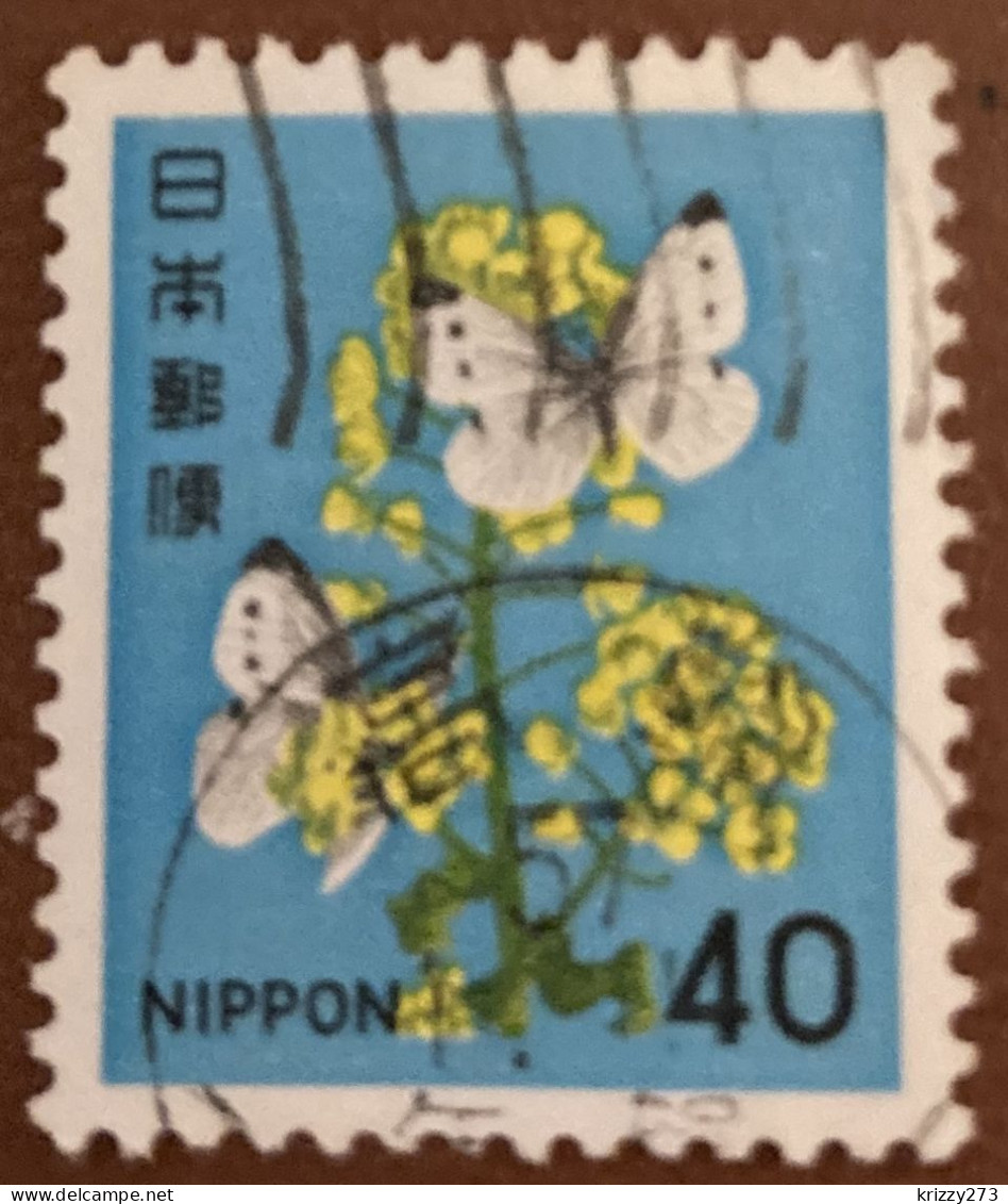 Japan 1980 Small Cabbage Whites On Rape Blossom 40y - Used - Gebruikt