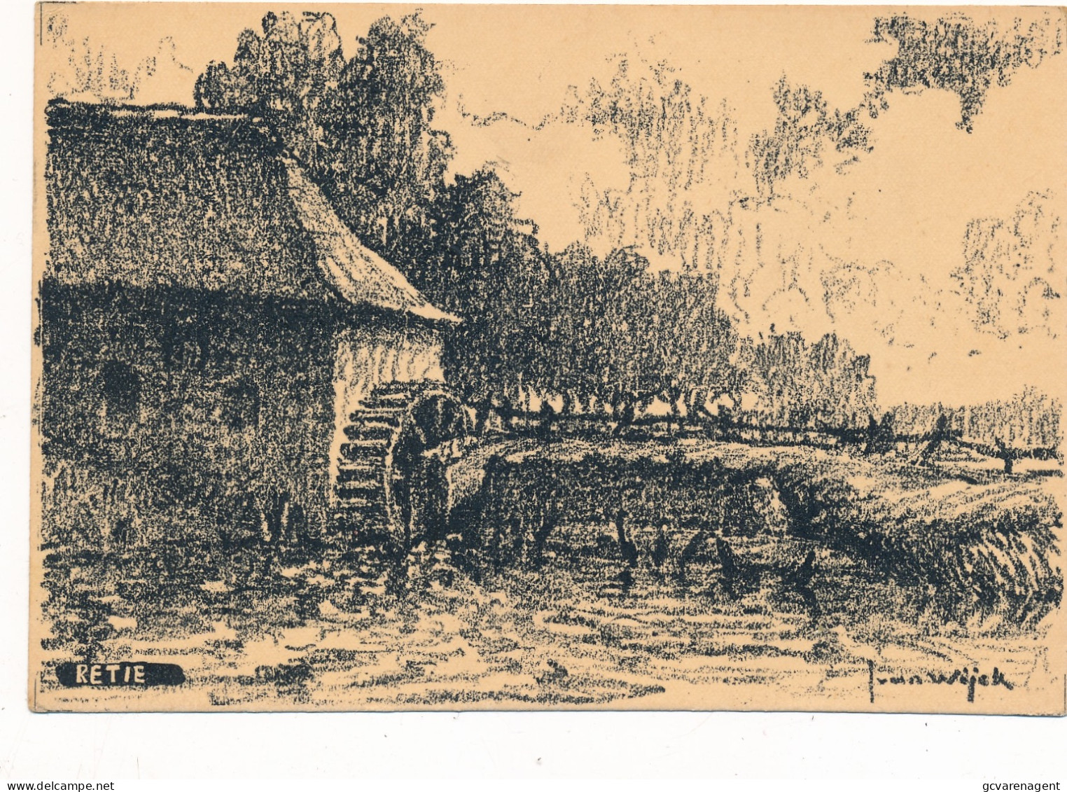 RETIE   LITHOGRAPHIE  J.VAN WIJCK   WATERMOLEN - Retie