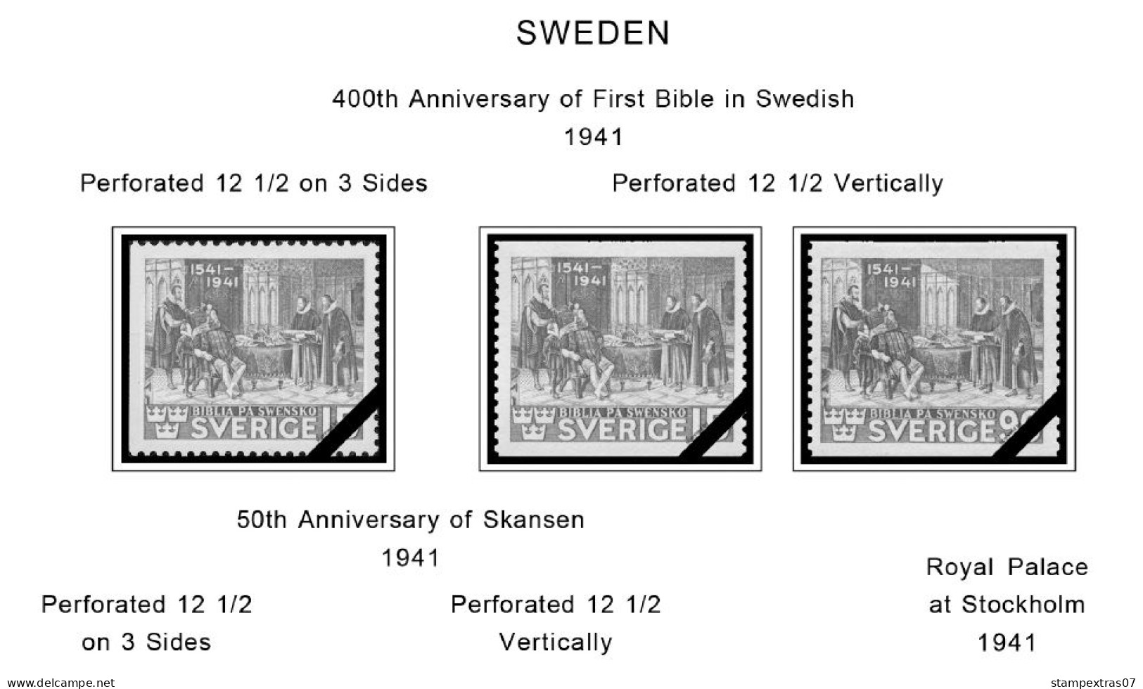 SWEDEN 1855-2010 STAMP ALBUM PAGES (264 b&w illustrated pages)