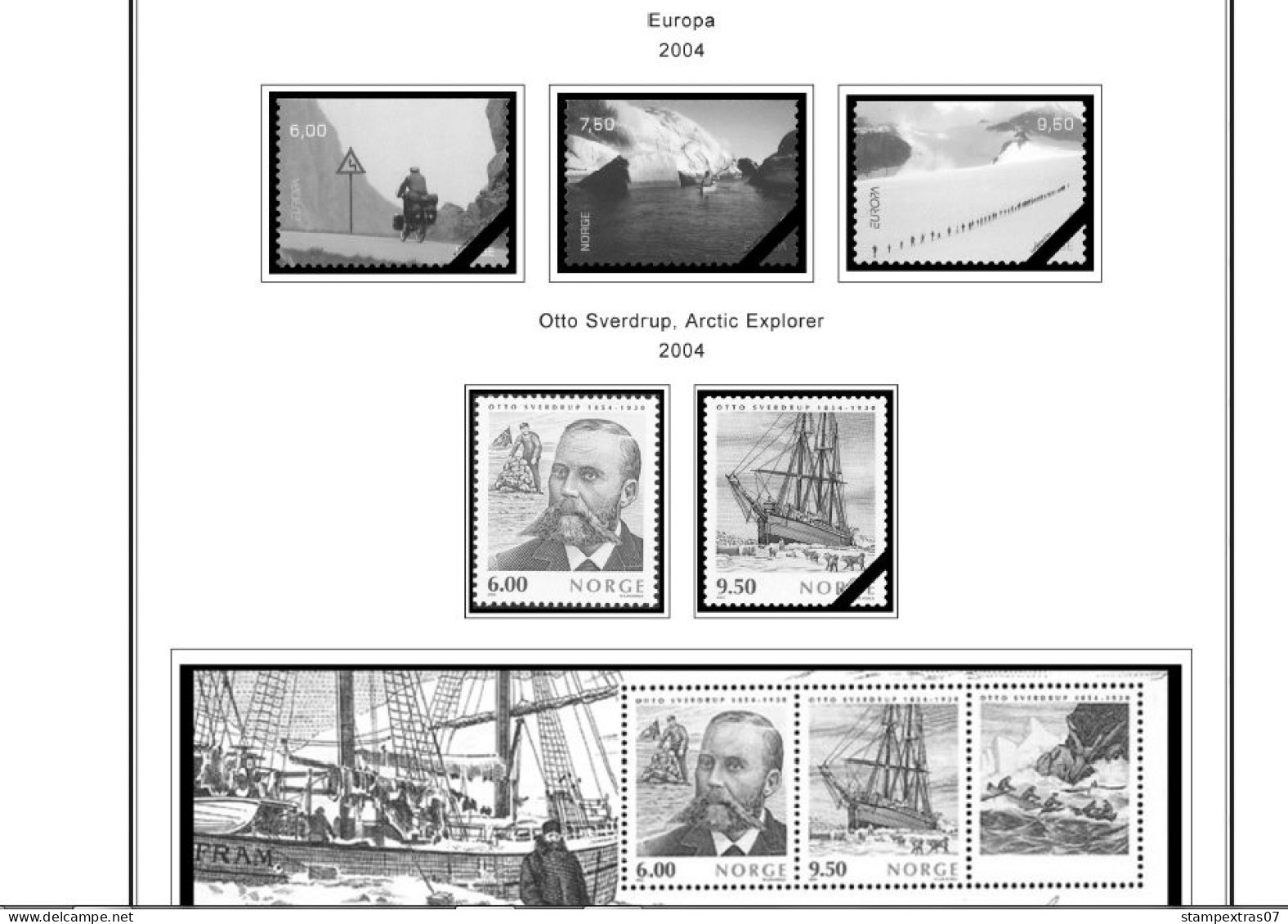 NORWAY 1855-2010 STAMP ALBUM PAGES (183 b&w illustrated pages)