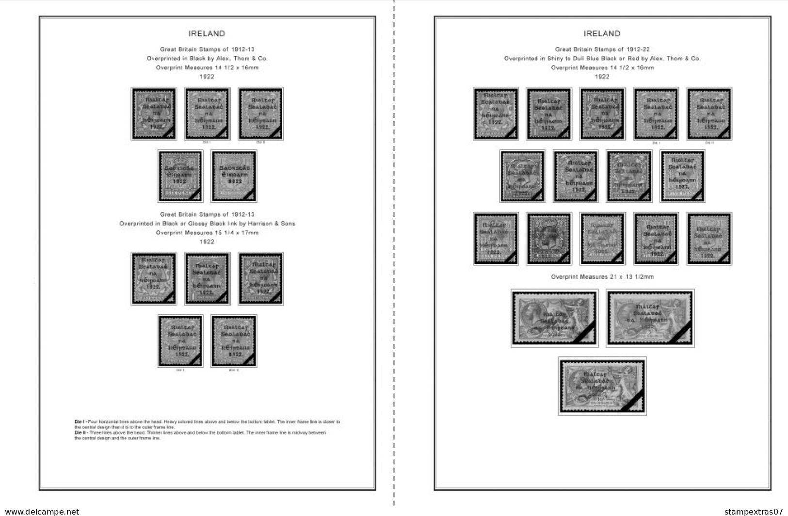 IRELAND 1922-2010 + 2011-2020 STAMP ALBUM PAGES (336 B&w Illustrated Pages) - Anglais