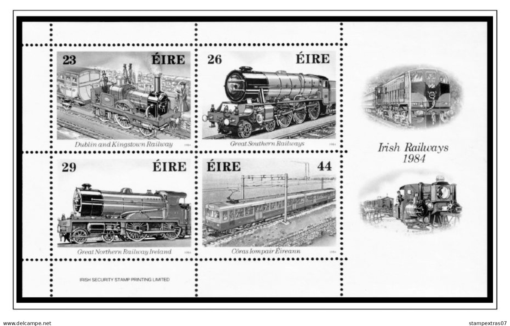 IRELAND 1922-2010 + 2011-2020 STAMP ALBUM PAGES (336 b&w illustrated pages)